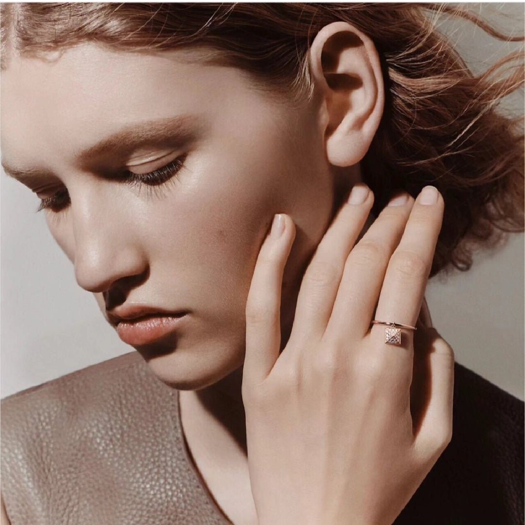 Hermès Rose Gold Diamond Pyramid Ring - Image 7