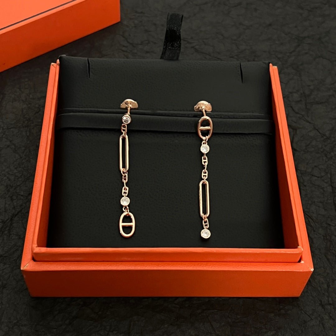 Alternative view of  Hermès Rose Gold Plated Diamond Earrings