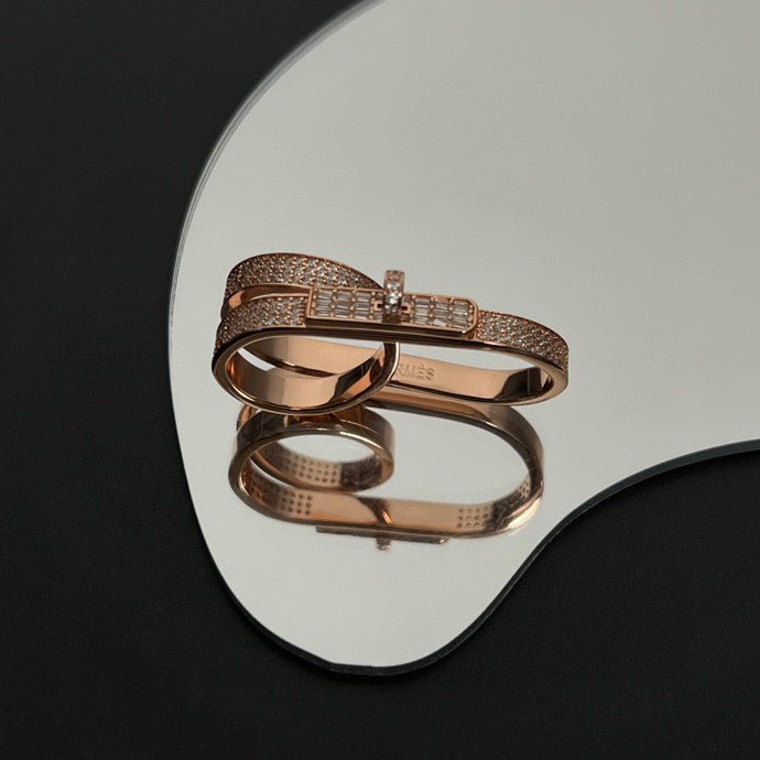 Hermès Rose Gold Kelly Double Band Ring - Image 7
