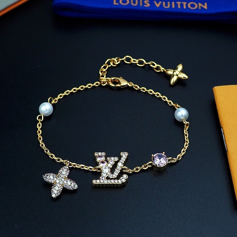 LV Crystal Logo Chain Bracelet - Image 3