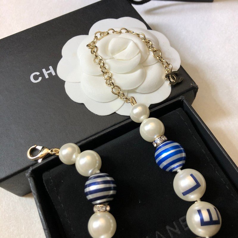 Chanel Printed Pearl Stripe Bead Bracelet - Image 7