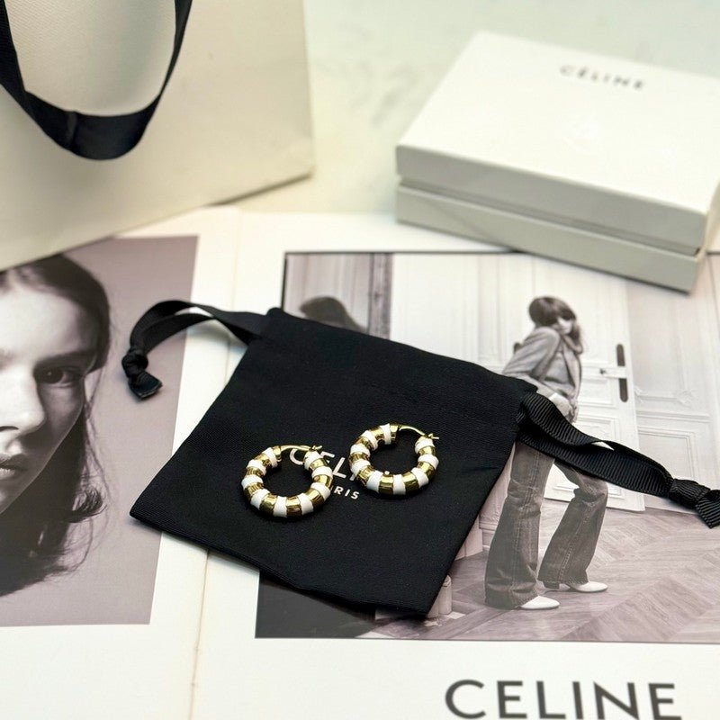 18K Celine Pearl Round Gold Earrings - Image 7