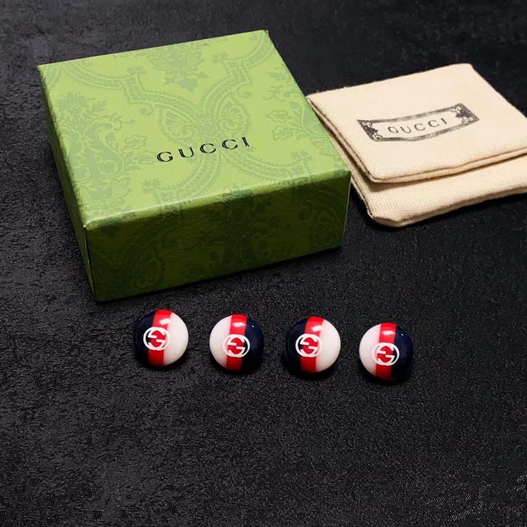 GUCCI Enamel Web Round Stud Earrings - Image 9