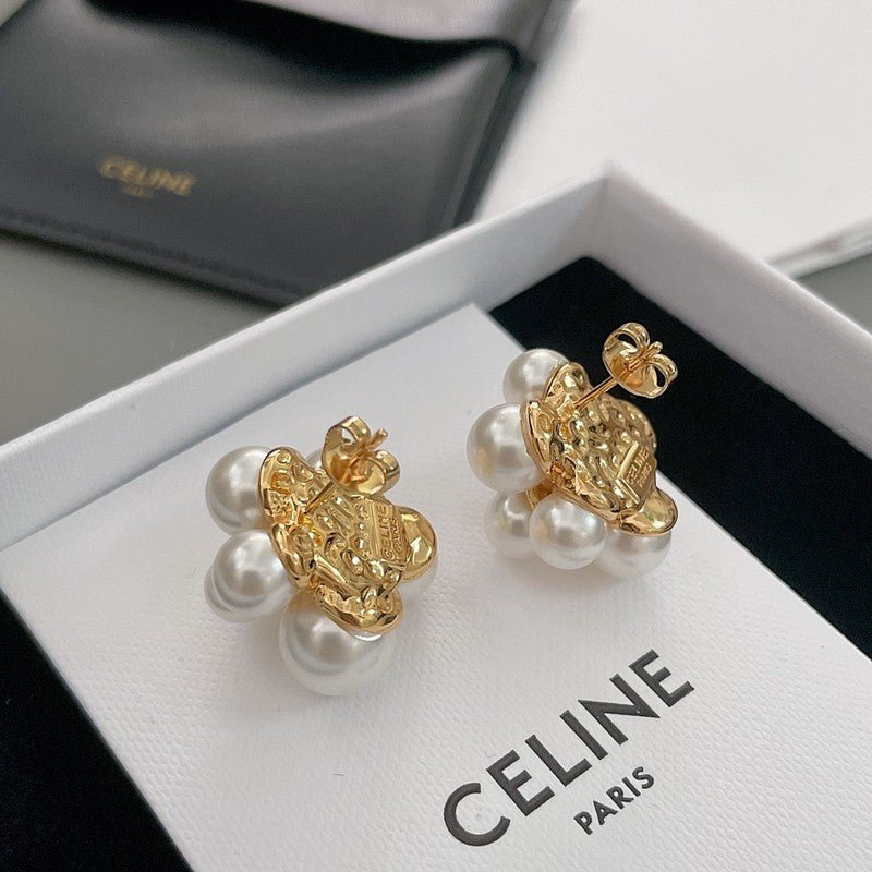 18K Celine Pearls Gold Earrings - Image 7