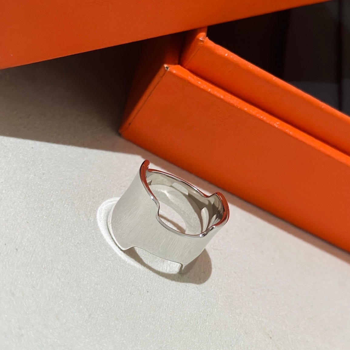 Hermès Silver Plated Openwork H Ring - Image 8