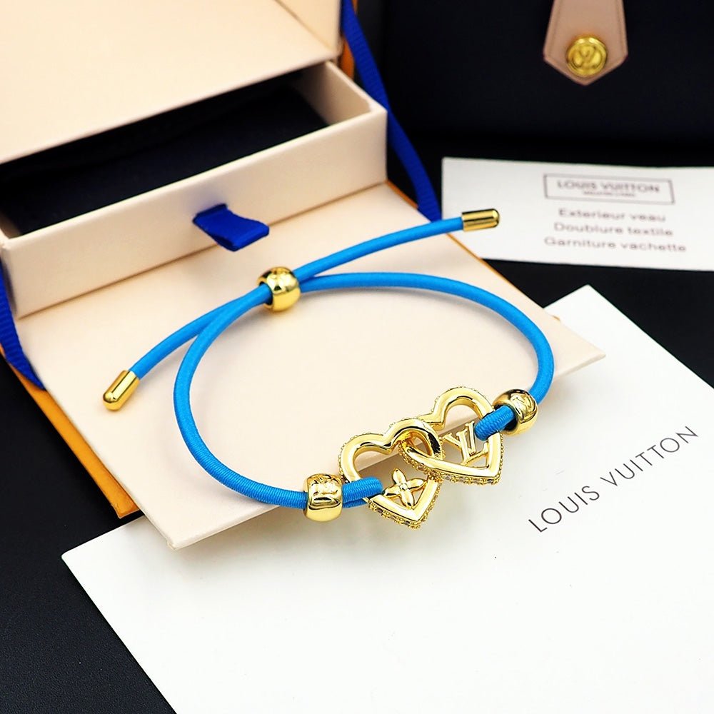 LV Blue Cord Heart Bracelet - Image 7