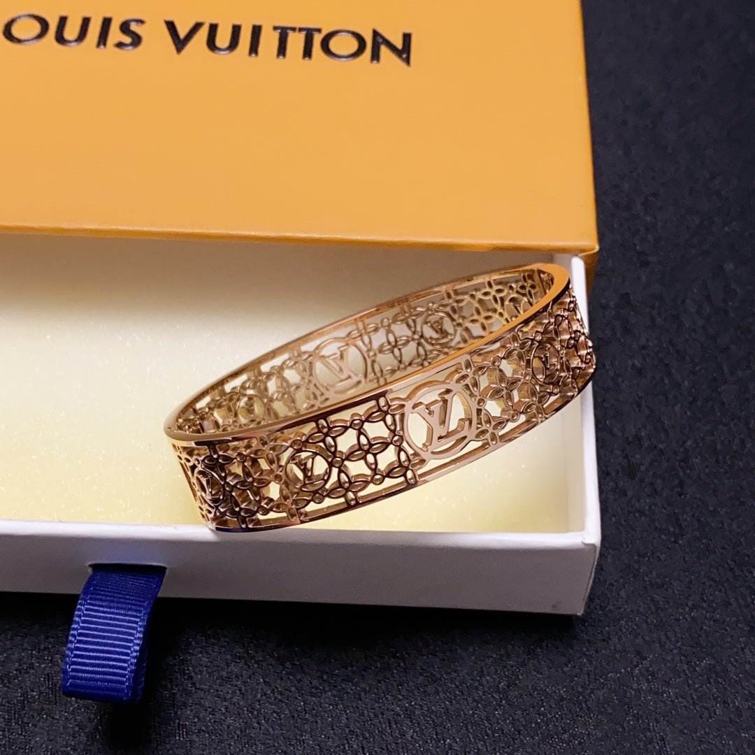 LV Rose Gold Hollow Full Wide Bangle - Image 8
