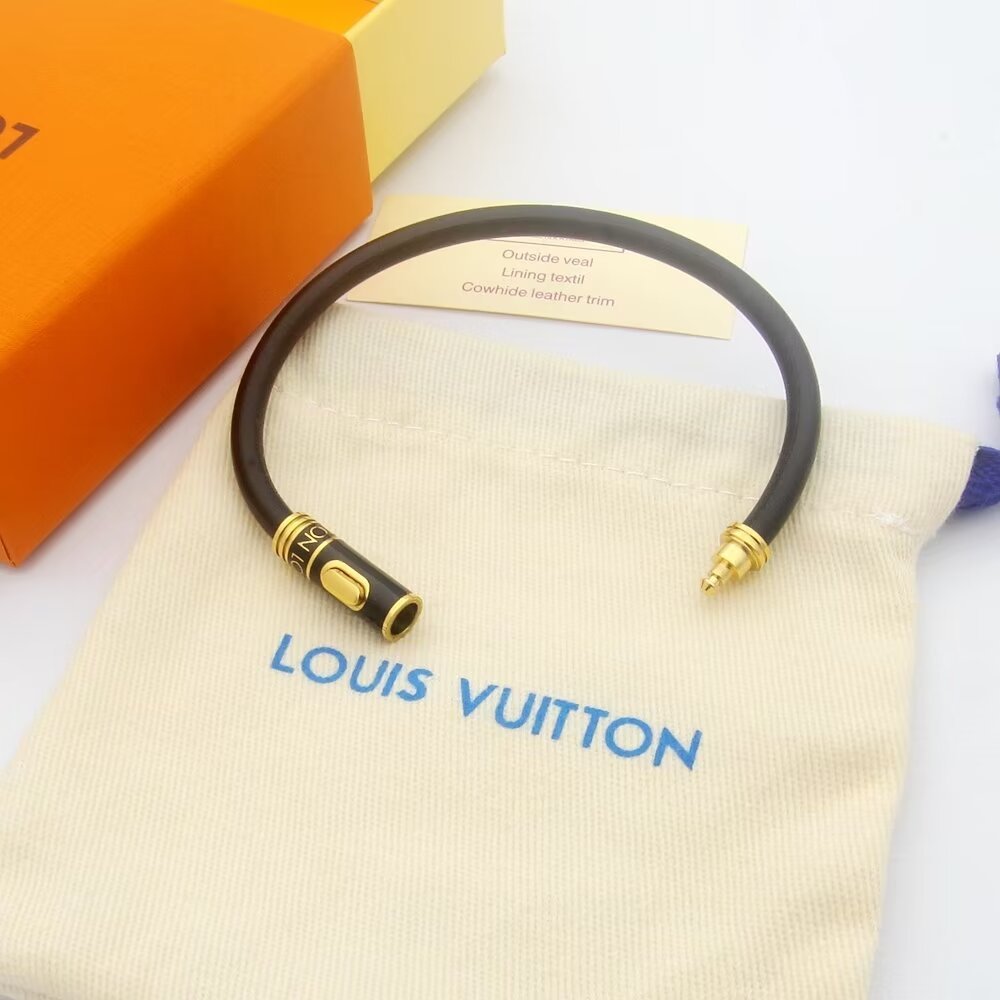 LV Black Cord Logo Monochromatic Bracelet - Image 7