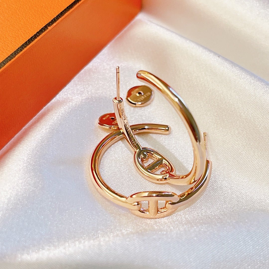 Hermès Plated Chaine d'Ancre Hoop Earrings - Image 9