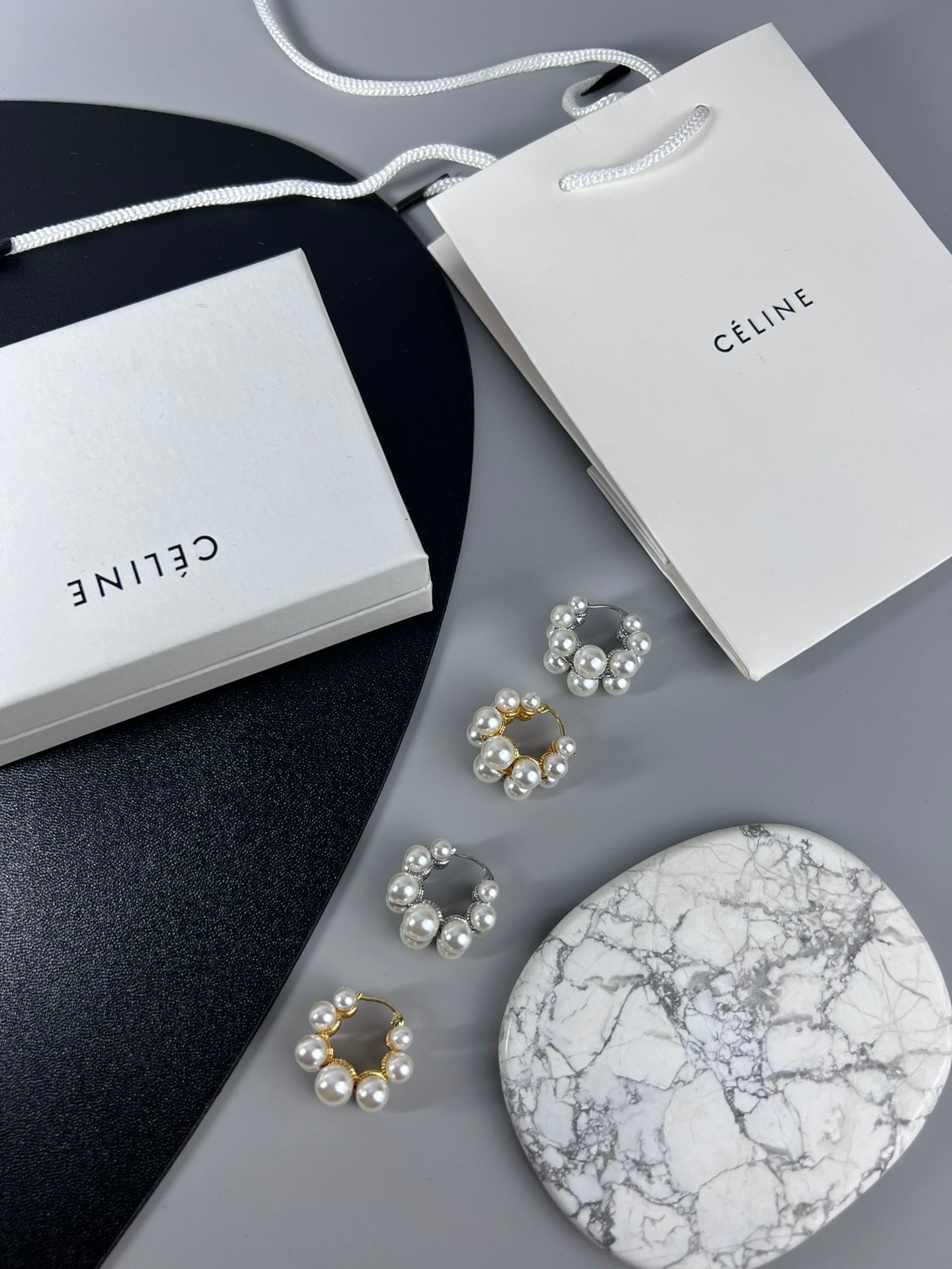 18K Celine Two-Rows Pearl Earrings - Image 8