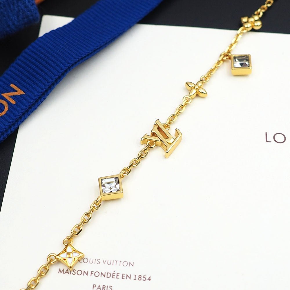 LV Gold Multi Zircon Floral Star Mixed Bracelet - Image 10