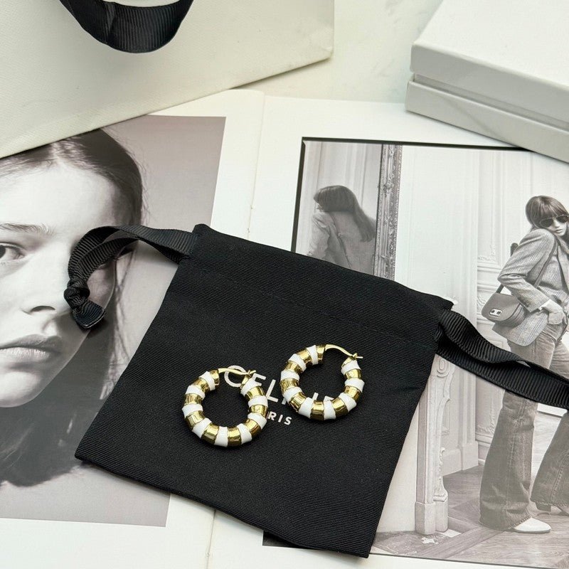 18K Celine Pearl Round Gold Earrings - Image 8