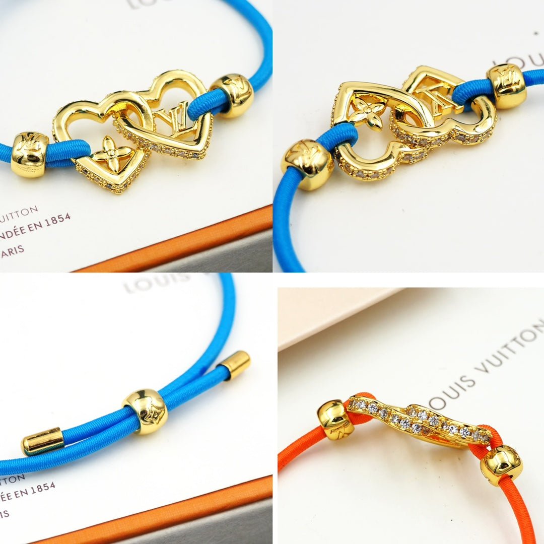 LV Blue Cord Heart Bracelet - Image 8