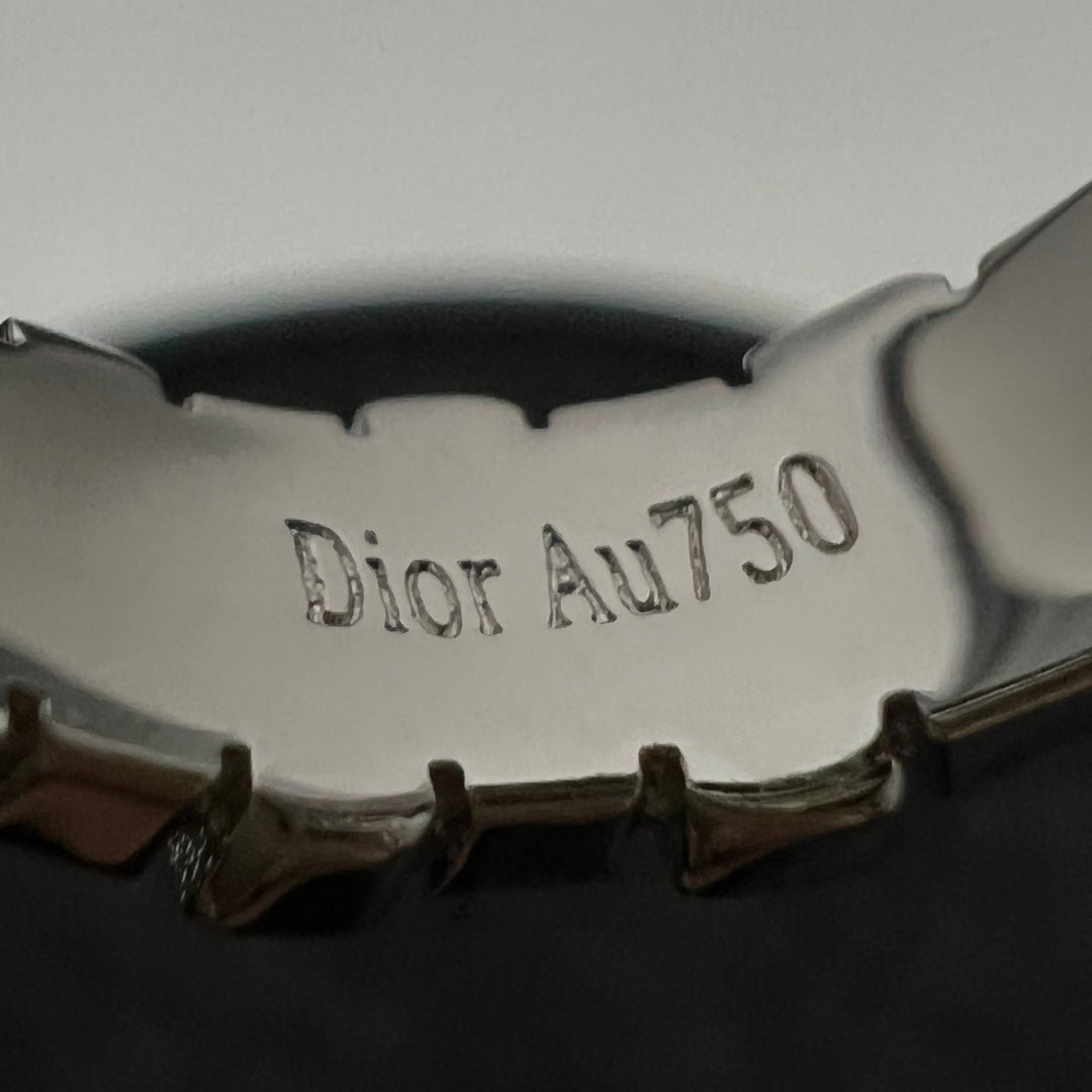 Dior Silver Geometric Rectangular Crystal Ring - Image 13