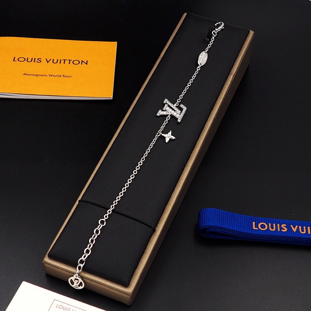LV Crystal Gold-Tone LV Logo Bracelet - Image 13