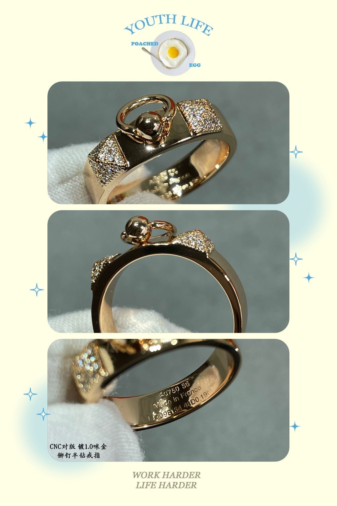 Hermès Gold Diamond Luxurious Finish Ring - Image 10