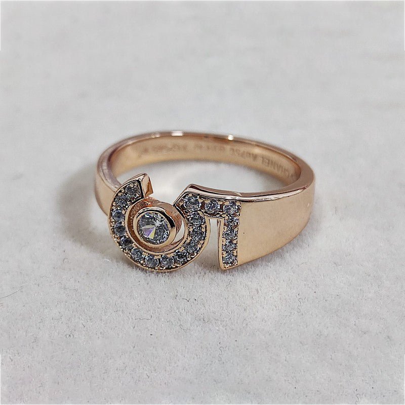 Chanel Rose Gold Spiral Crystal Open Ring