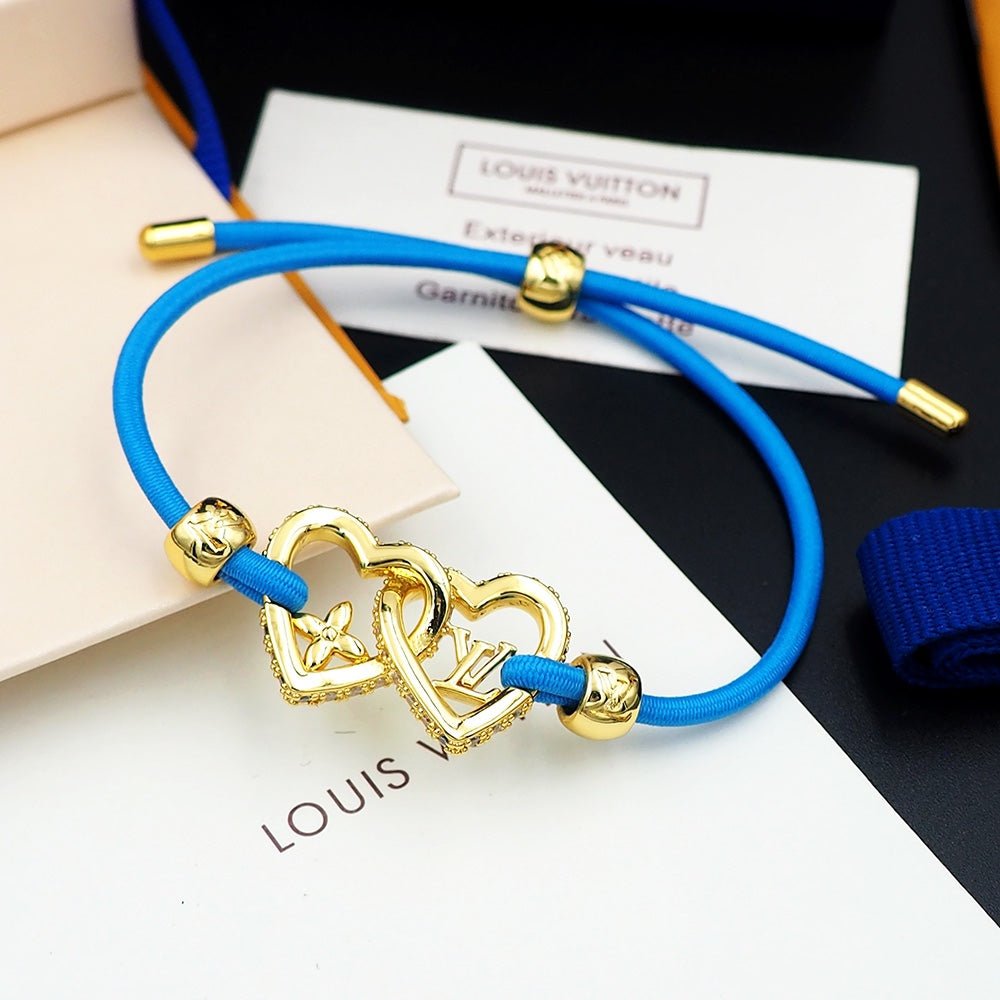 LV Blue Cord Heart Bracelet - Image 9