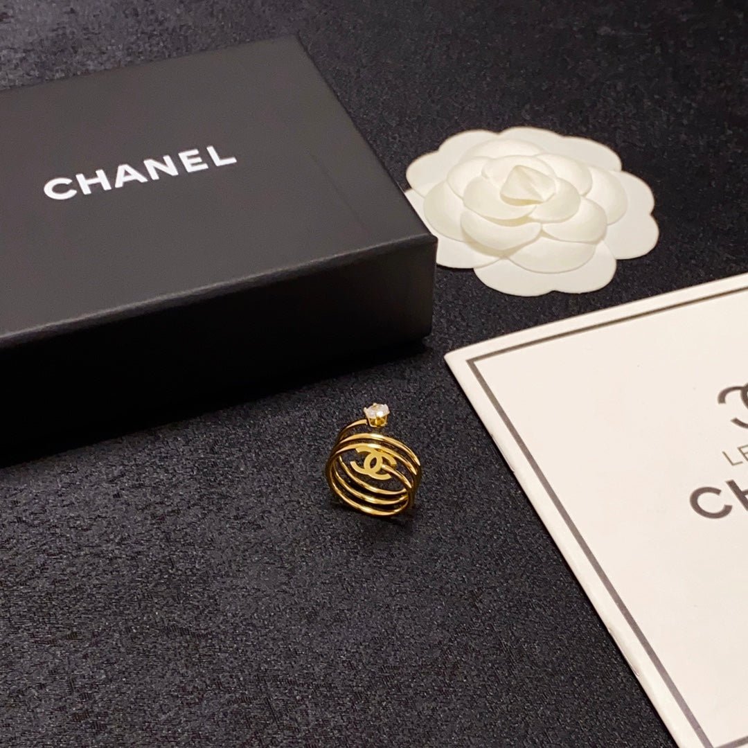 Chanel Gold Triple Band Crystal CC Open Ring - Image 9
