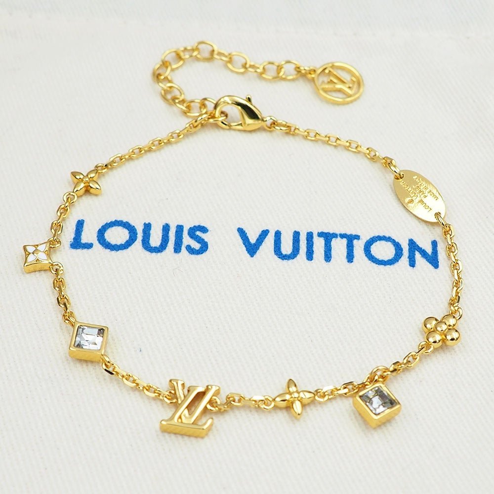 LV Gold Multi Zircon Floral Star Mixed Bracelet - Image 11