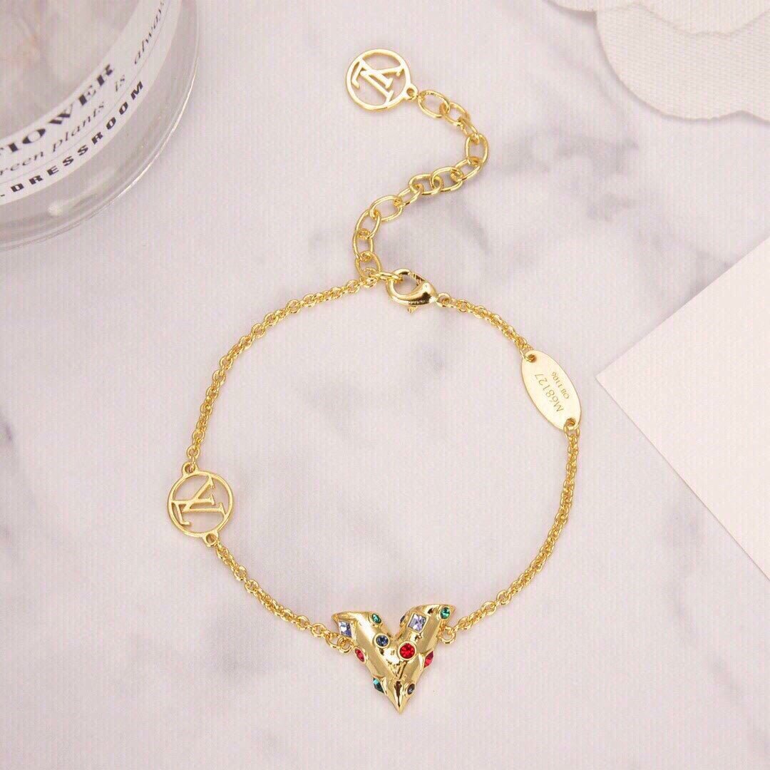 LV Gold Gemstone V Bracelet - Image 7