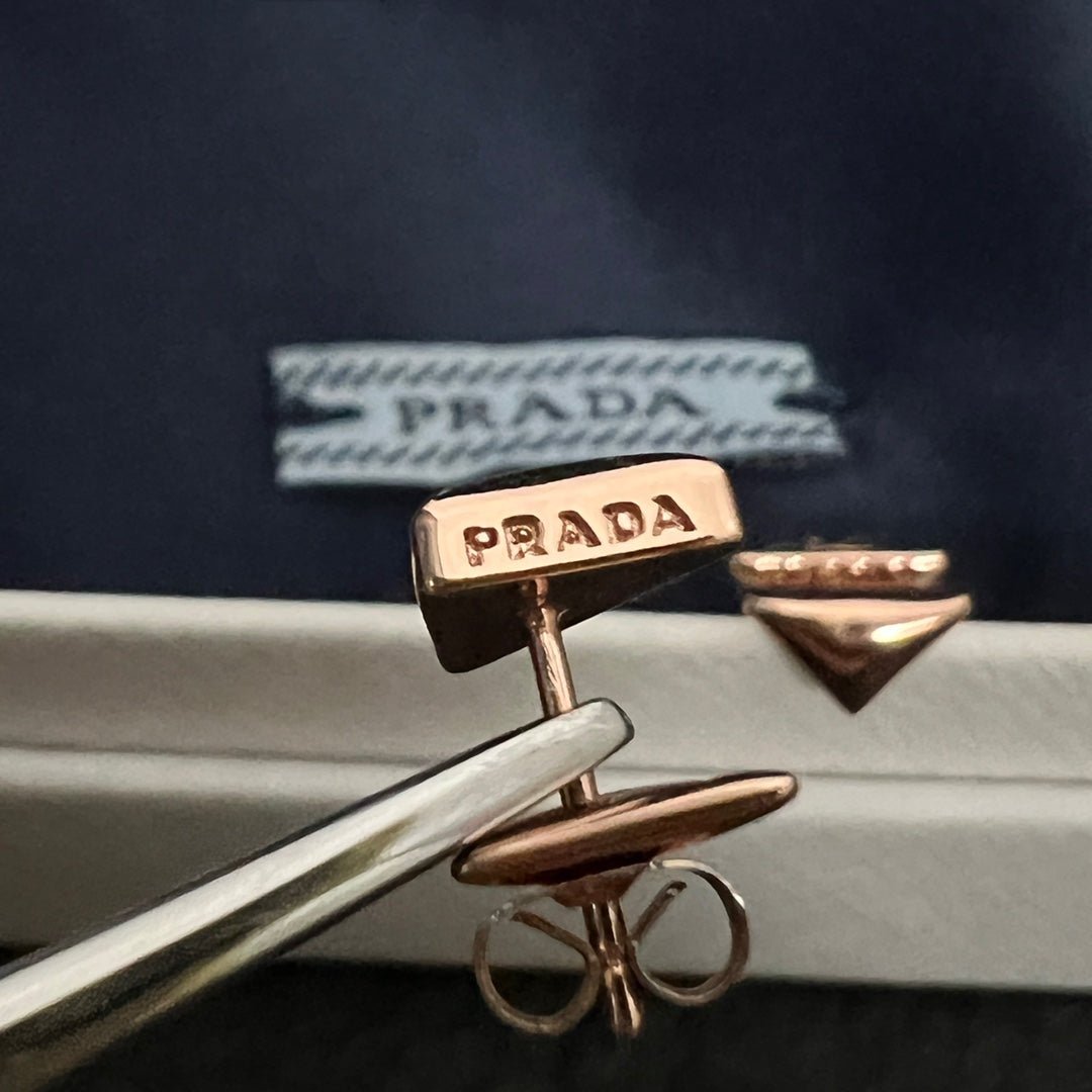 Prada Style Triangle Stud Earrings - Image 12