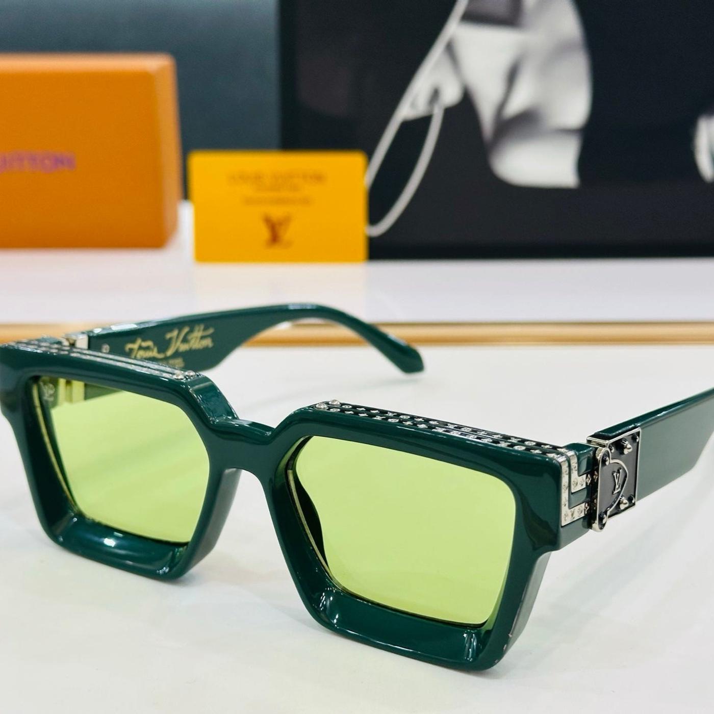 LV Green Acetate Crystal Square Sunglasses