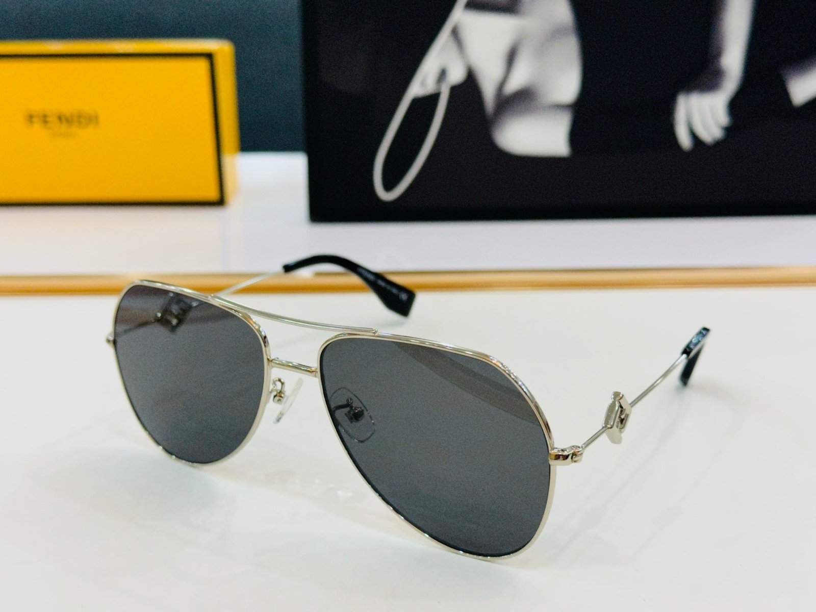 FENDI Metal Pilot Full-Print Lens Sunglasses - Image 6
