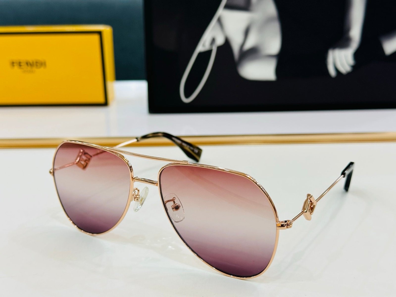 Alternative view of FENDI Metal Pilot Full-Print Lens Sunglasses