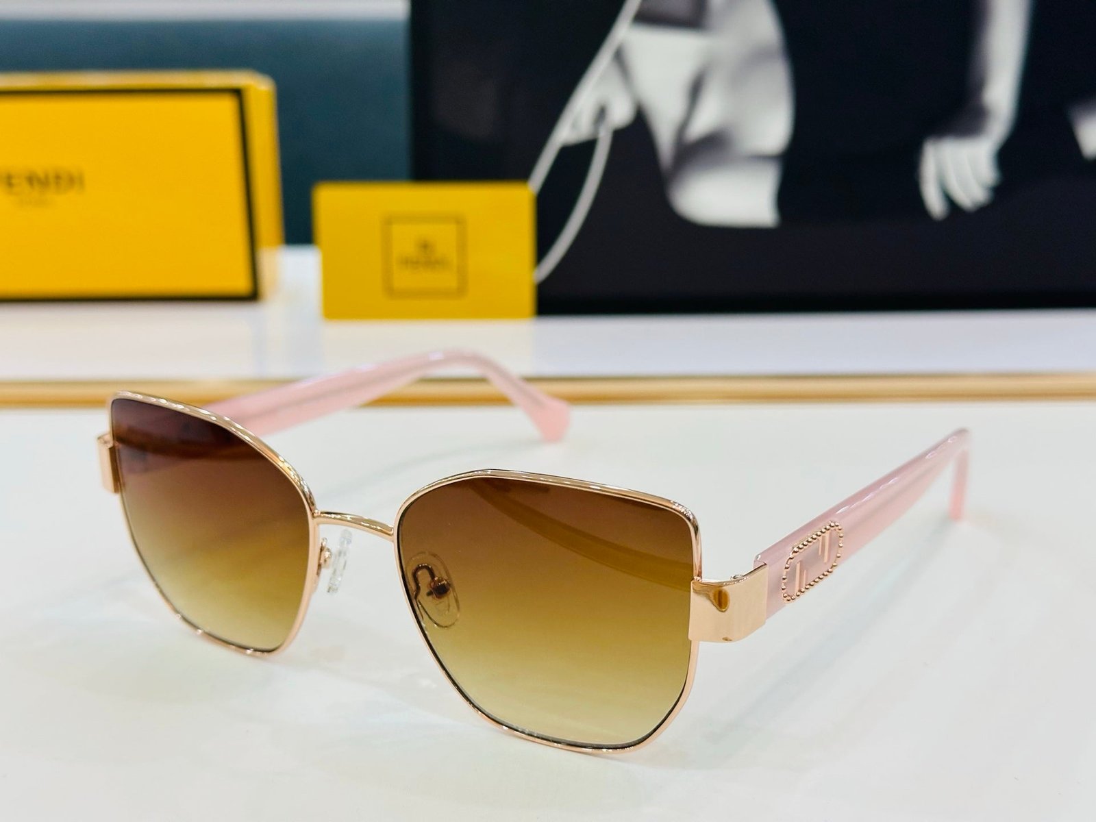 Alternative view of FENDI Metal Frame Gradient Sunglasses