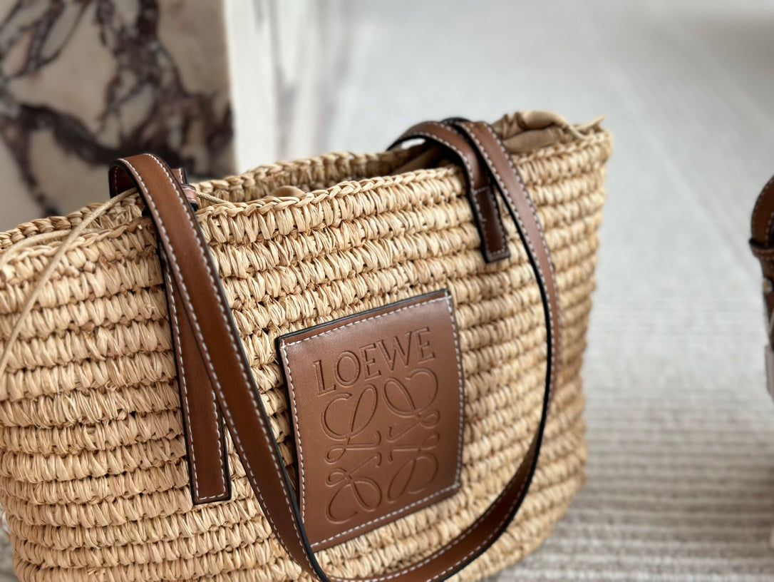 Loewe Summer Woven Basket Natural Raffia 27cm - Image 4