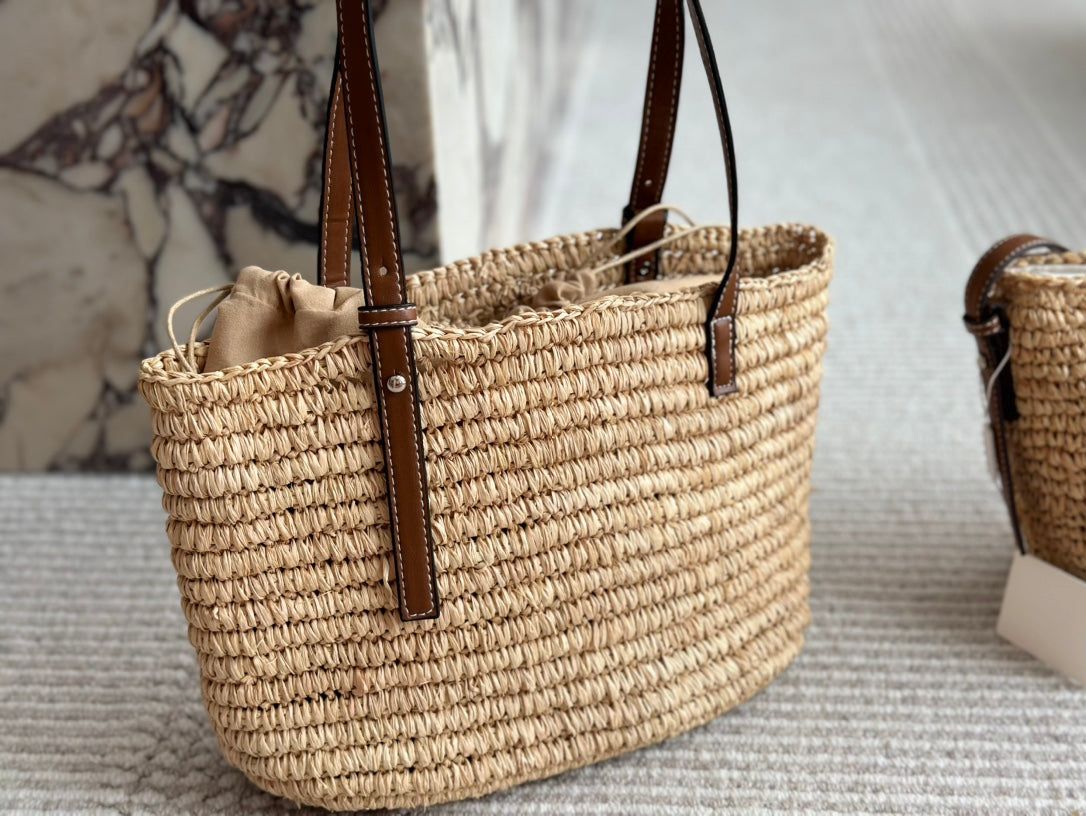 Loewe Summer Woven Basket Natural Raffia 27cm - Image 3