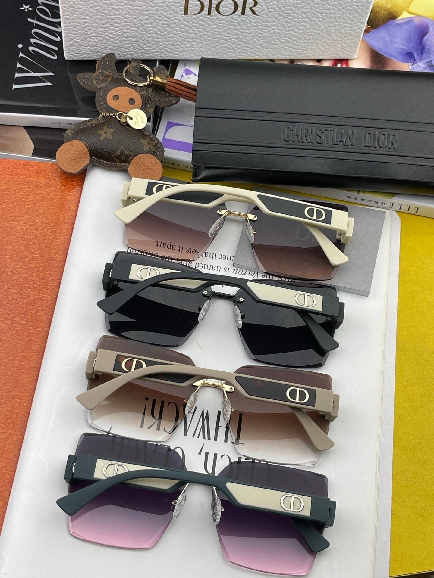 Dior Beige Rimless Brown Sunglasses - Image 9