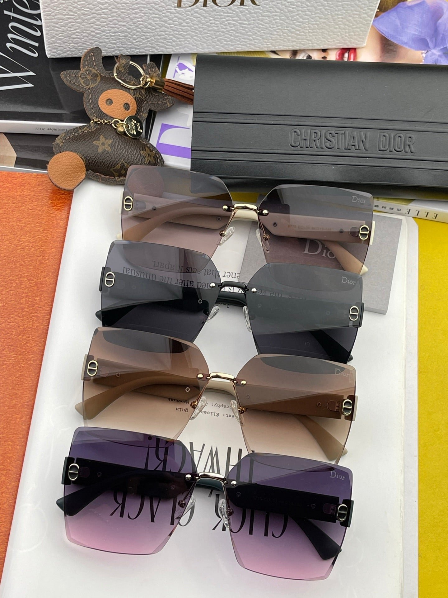 Dior Beige Rimless Brown Sunglasses - Image 10