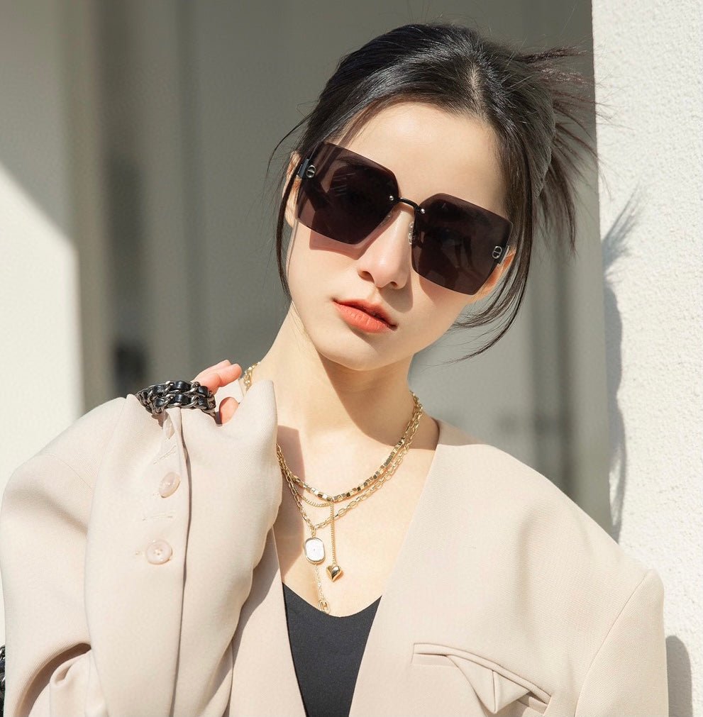 Dior Beige Rimless Brown Sunglasses - Image 11