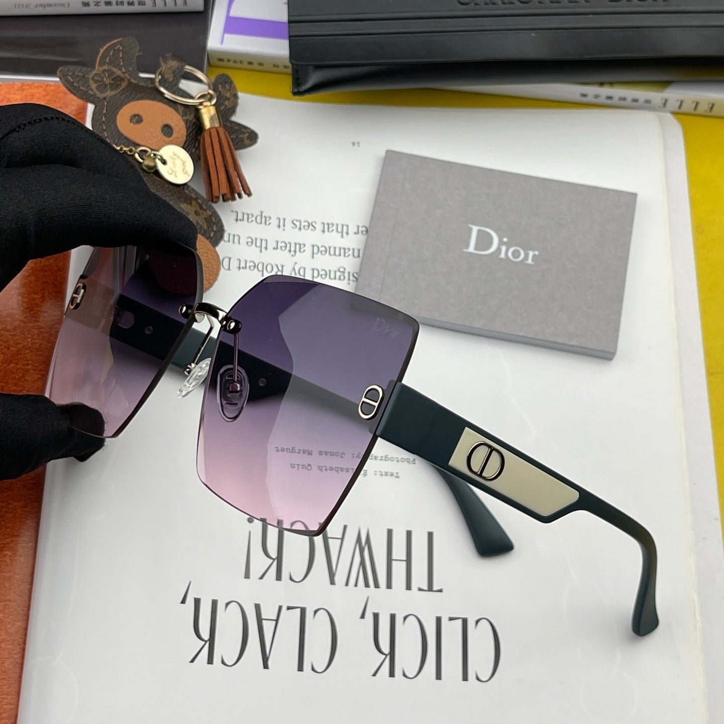 Dior Beige Rimless Brown Sunglasses - Image 4