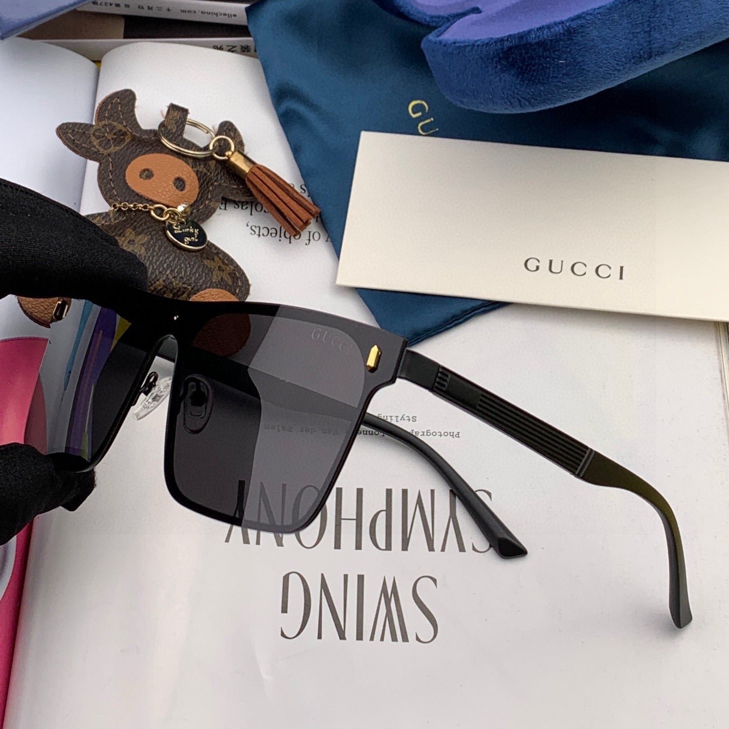 Alternative view of RECTANGULAR FRAME SUNGLASSES G7809 IN METAL