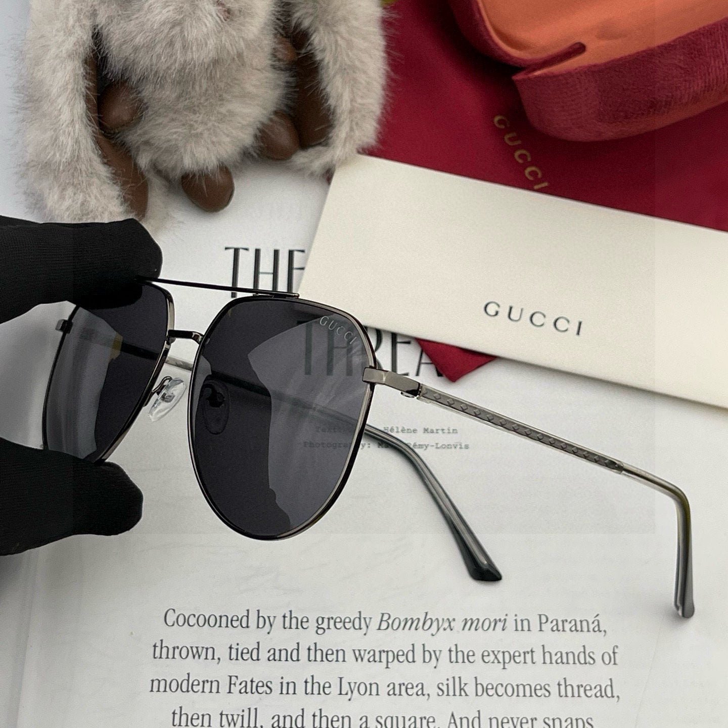 Gucci Gunmetal Aviator Sunglasses