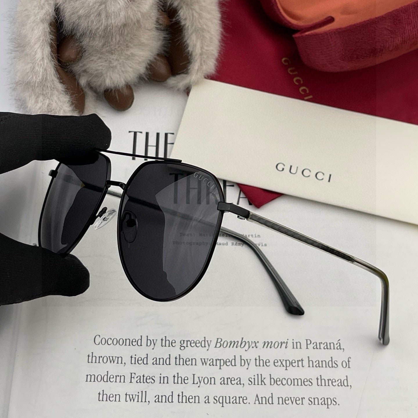 Alternative view of Gucci Gunmetal Aviator Sunglasses