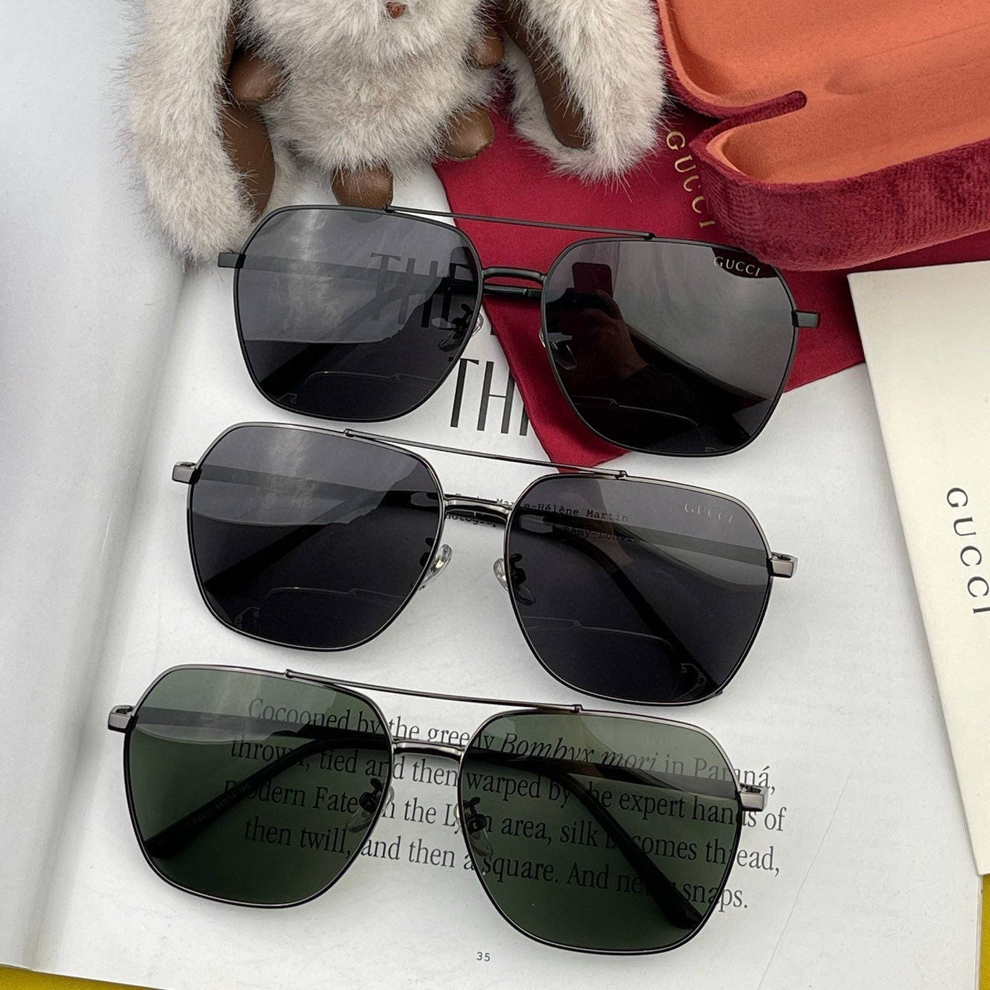 GUCCI Green Lens Metal Square Shades - Image 7