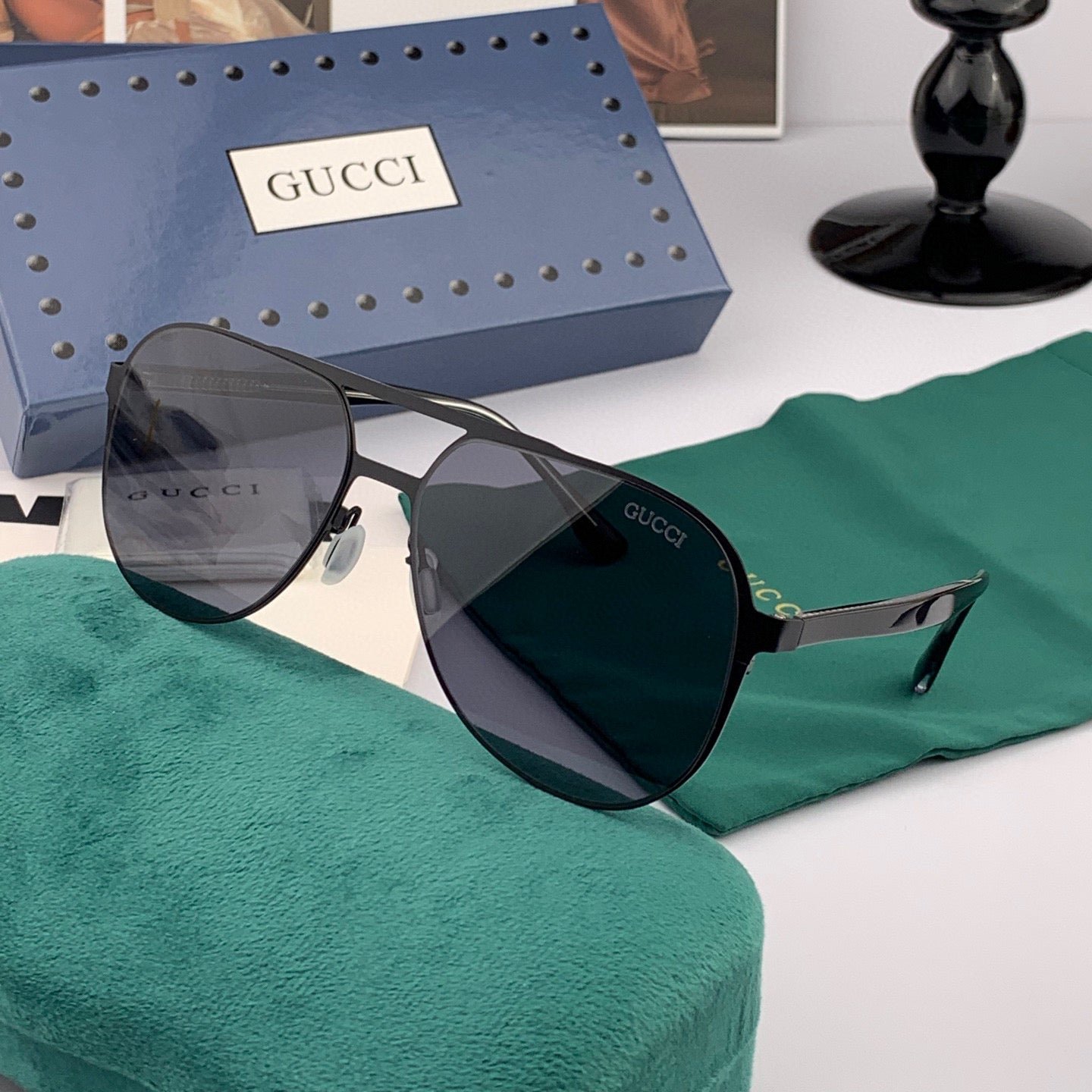 Alternative view of Gucci Silver Aviator Sunglasses