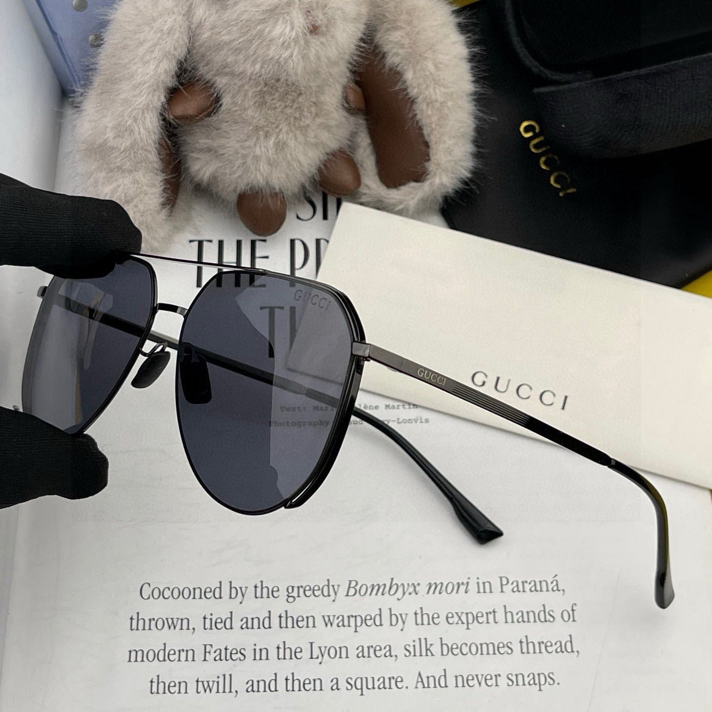 Gucci Gunmetal Aviator Sunglasses
