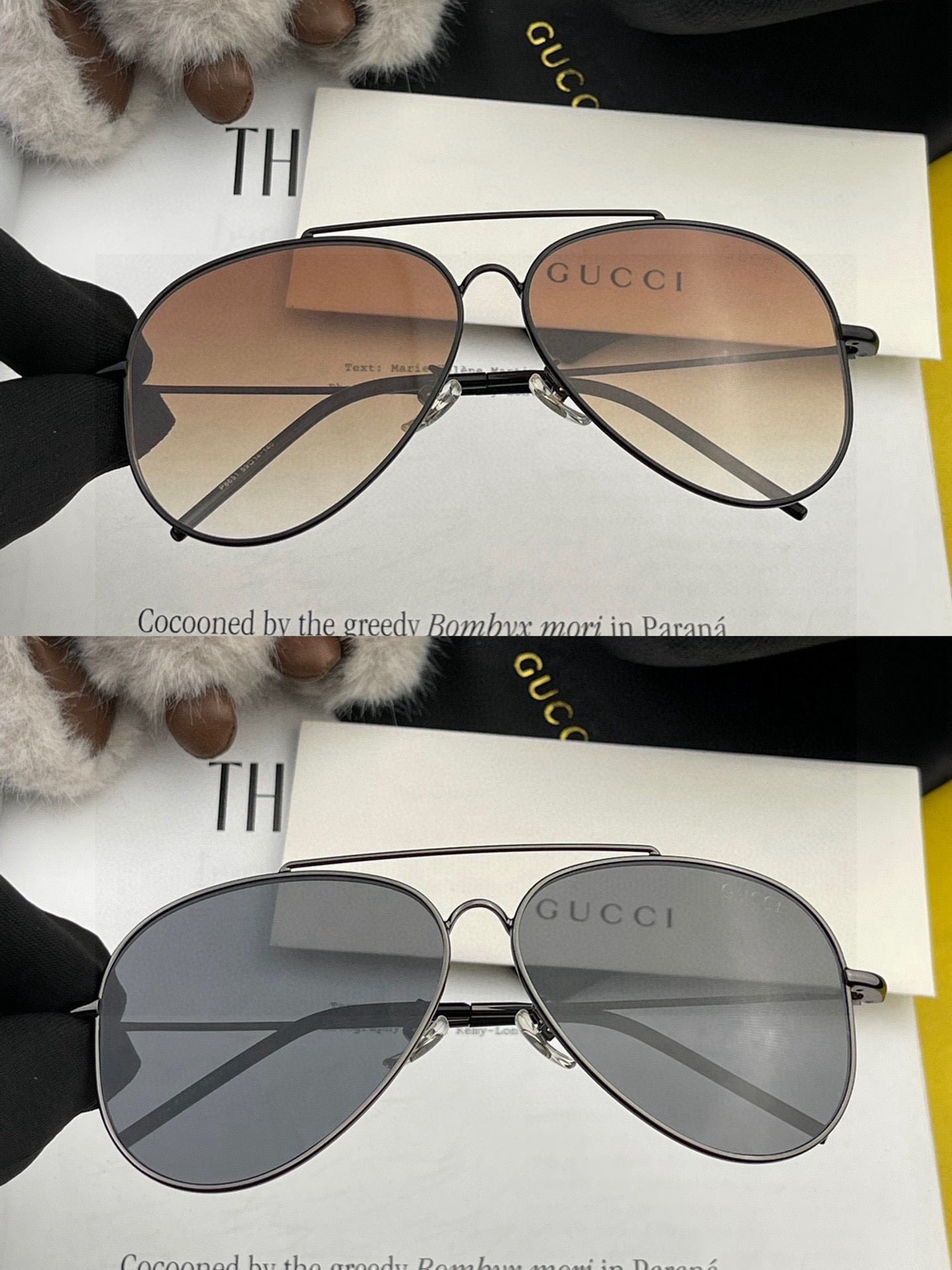 Gucci Silver Aviator Sunglasses - Image 5