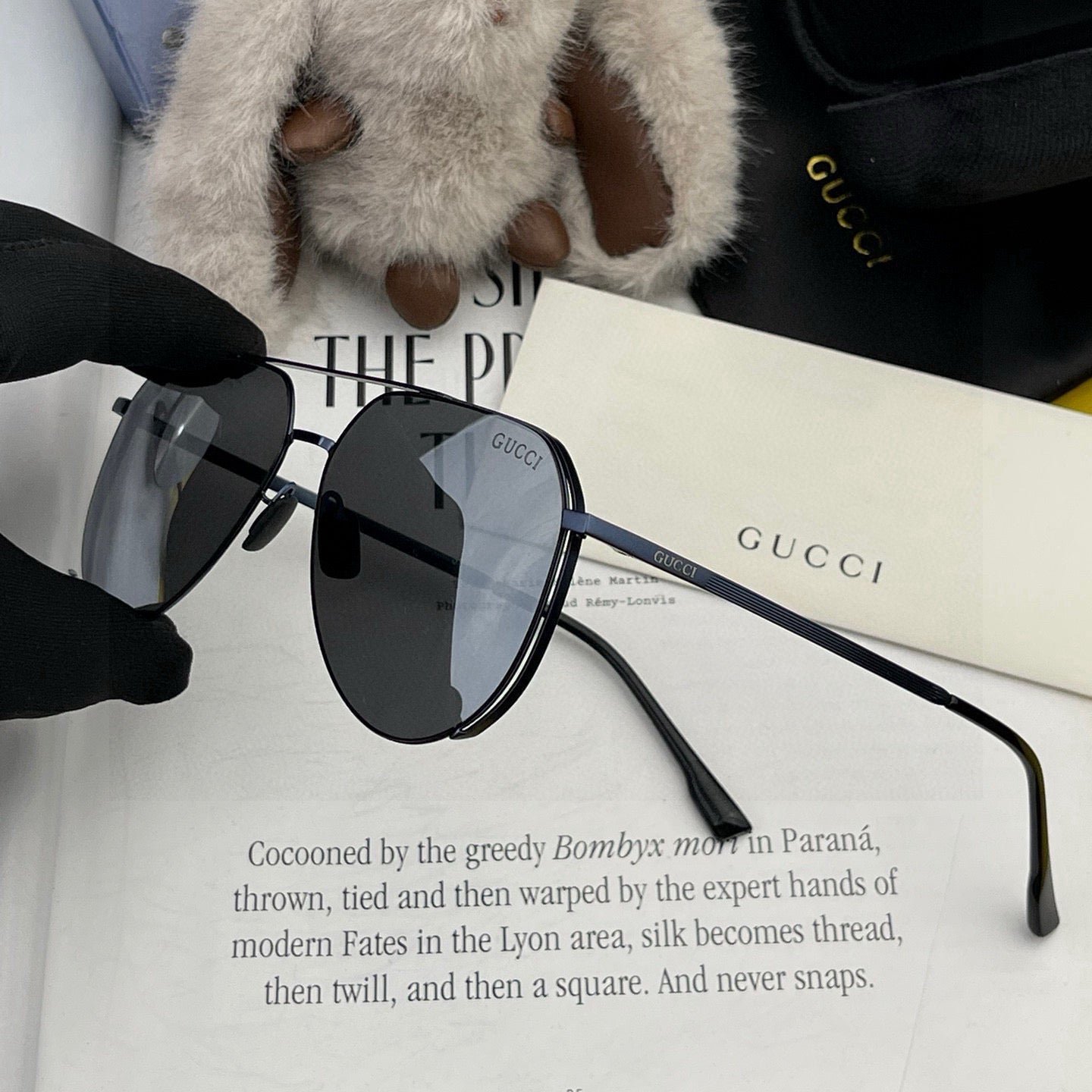 Alternative view of Gucci Gunmetal Aviator Sunglasses