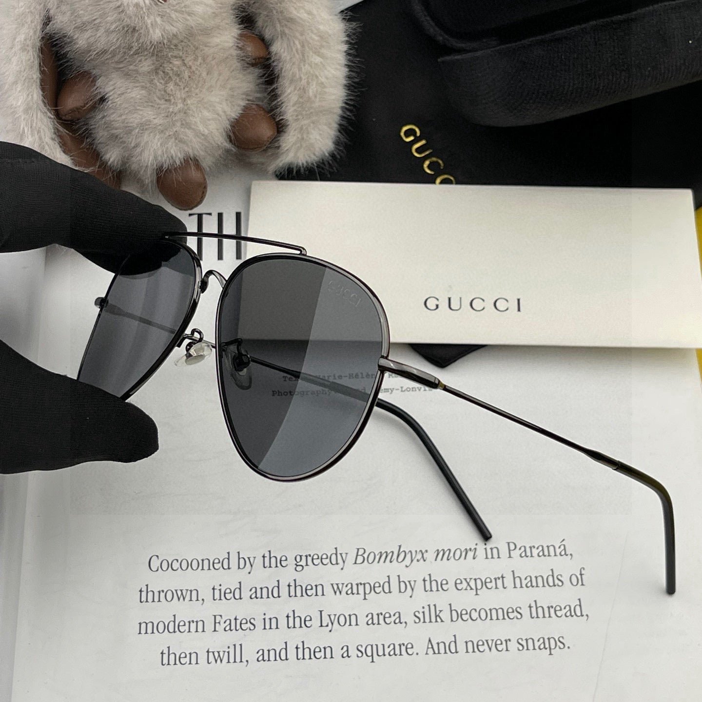 Alternative view of Gucci Silver Aviator Sunglasses