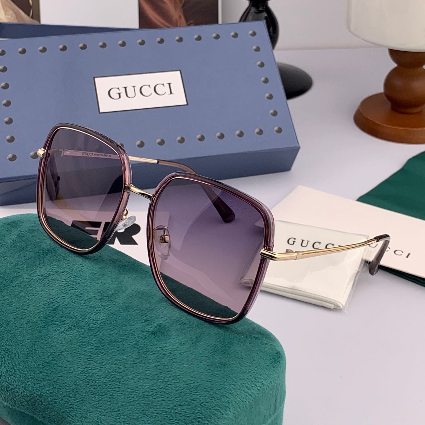 Alternative view of SQUARE FRAME SUNGLASSES G3142 IN ACETATE AND METAL