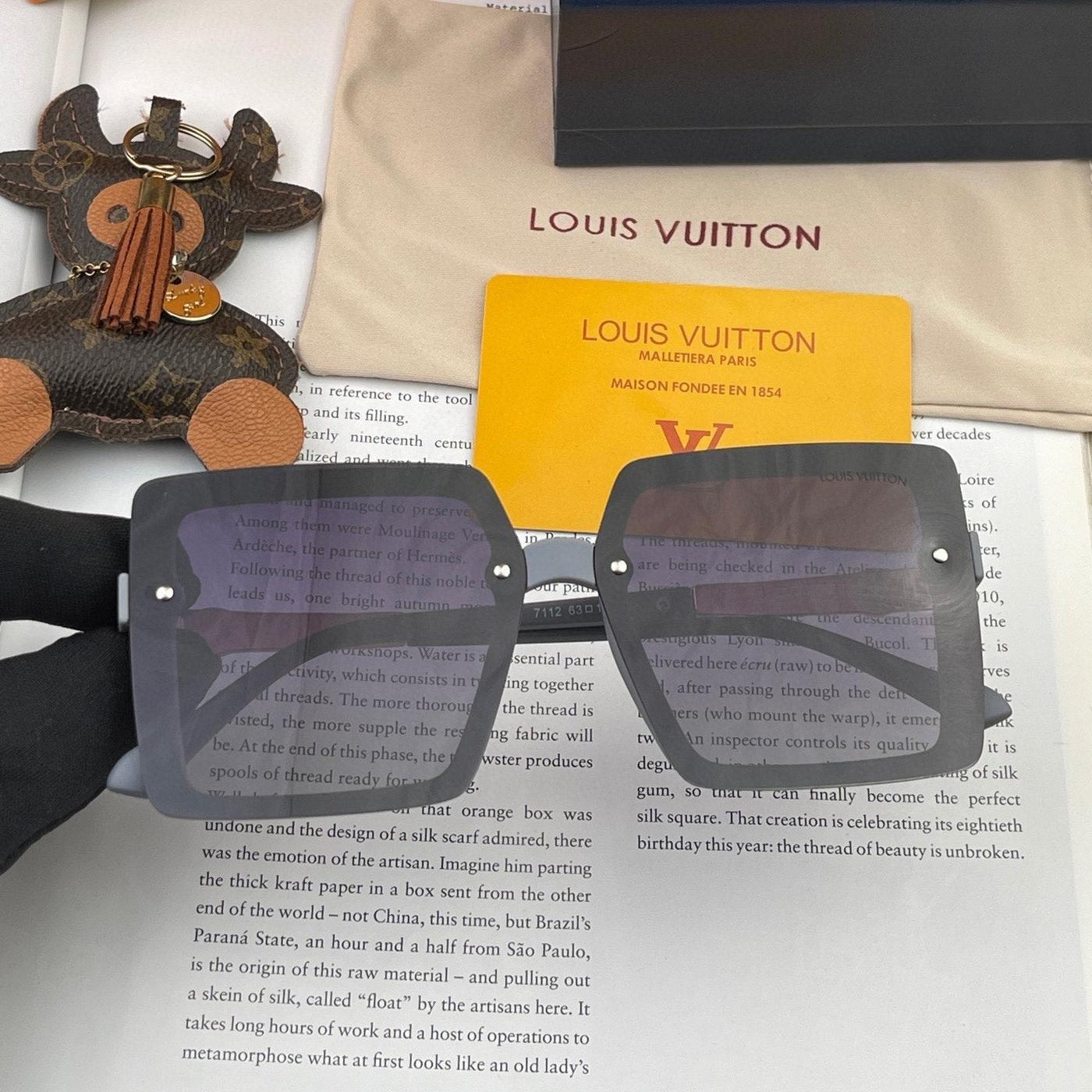 Alternative view of LV Black White Two-Tone Square Shield Sunglasses
