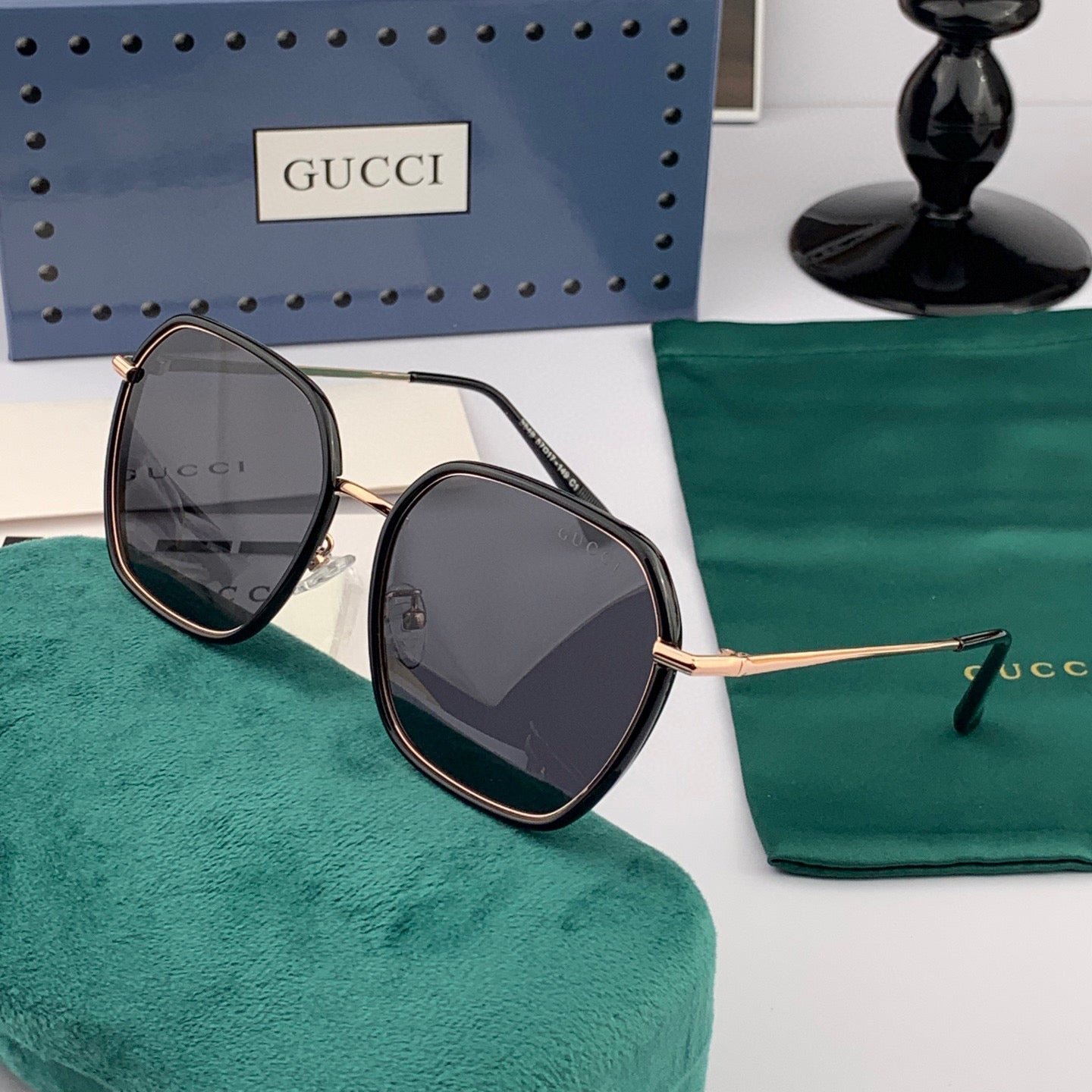 Alternative view of SQUARE FRAME SUNGLASSES G8384 IN METAL AND ACETATE