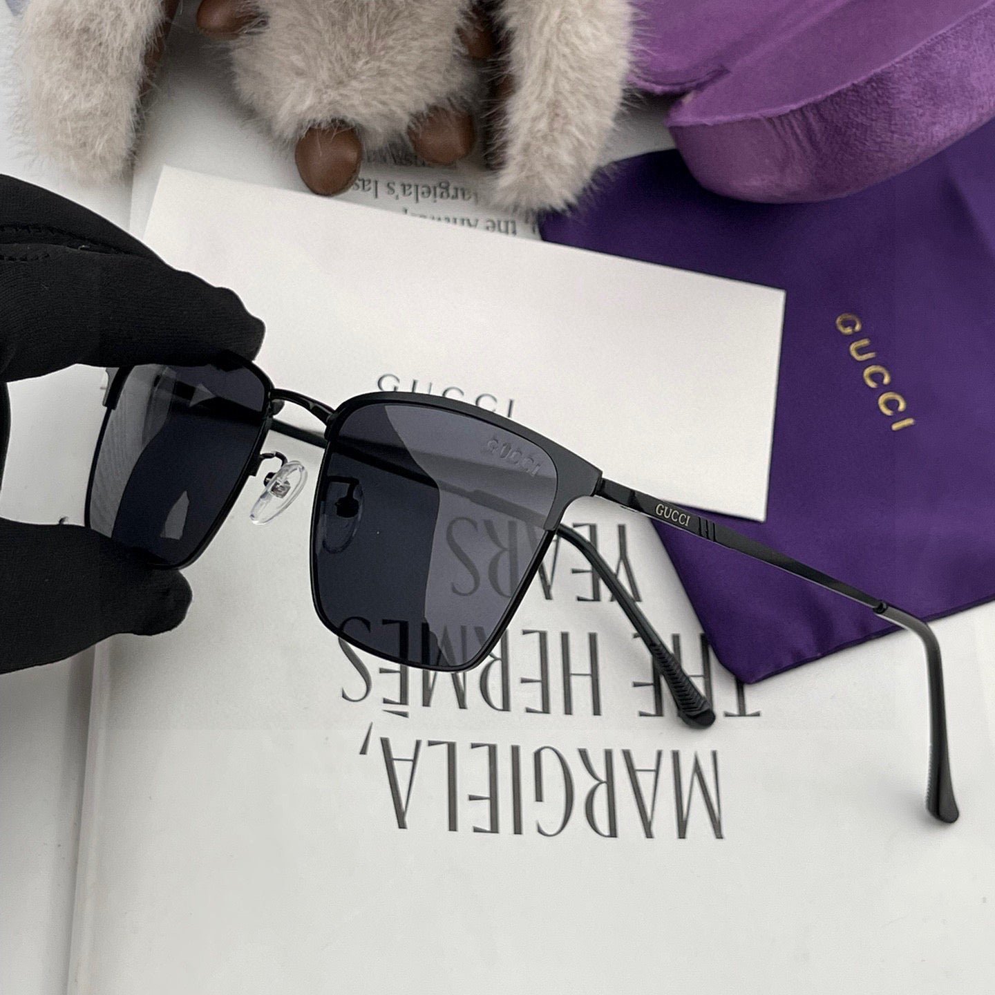 Alternative view of RECTANGULAR FRAME SUNGLASSES G3370 IN ACETATE AND METAL