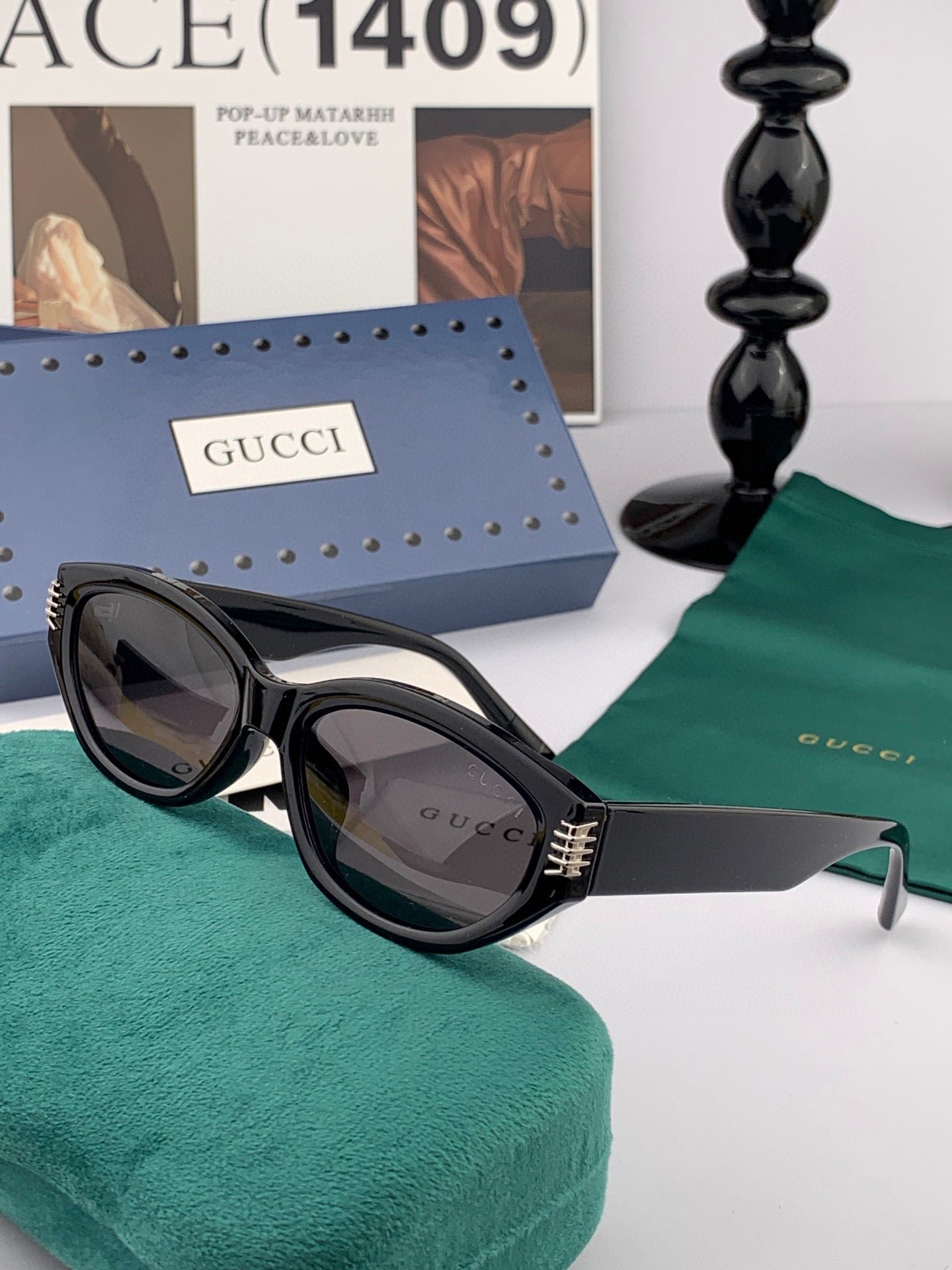 GUCCI Cream Square Acetate Eyewear - Image 5